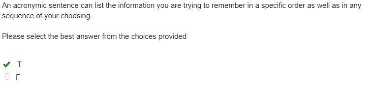 An acronymic sentence can list the information you are trying to remember in a specific-example-1