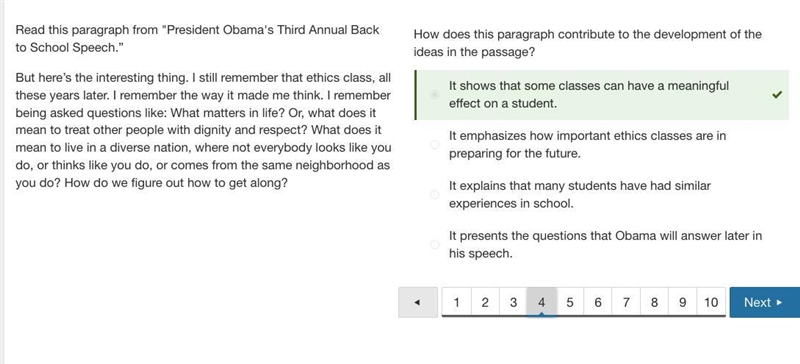 Read this paragraph from "President Obama's Third Annual Back to School Speech-example-1