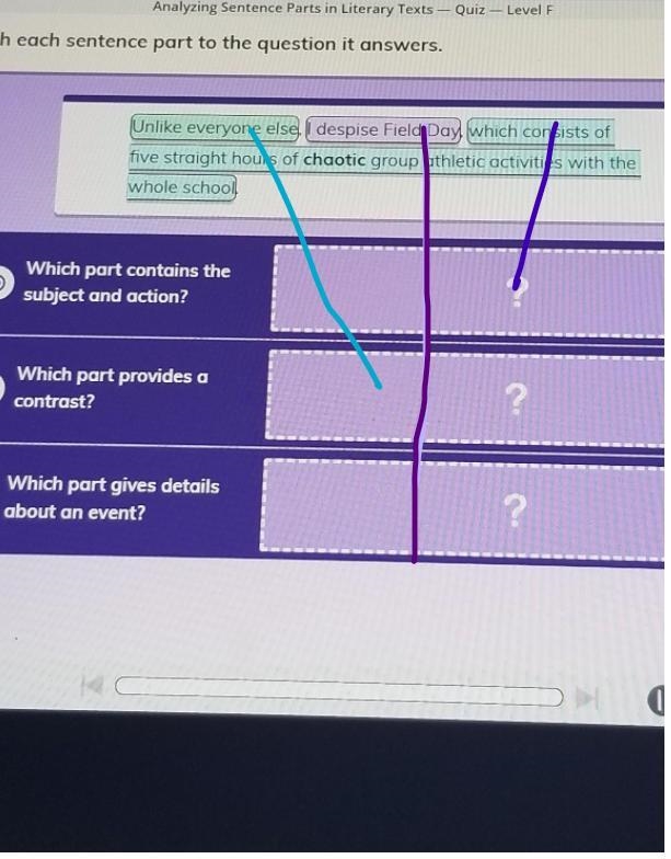 NEED HELP ASASP Match each sentence part to the question it awnsers ​-example-1