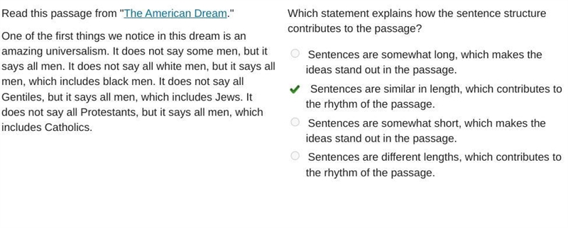 I NEED THIS ANSWER ASAP PLEASE Read this passage from "The American Dream.&quot-example-1