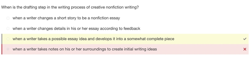 When is the drafting step in the writing process of creative nonfiction writing? when-example-1