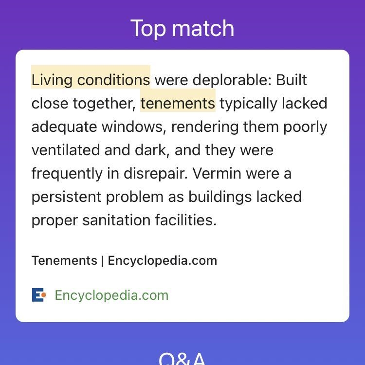 How does the author describe living conditions in the tenements?-example-1