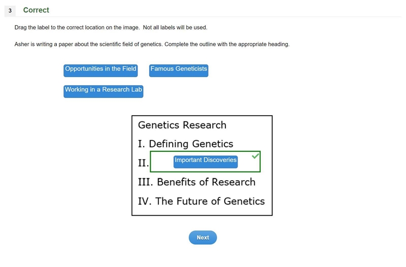 50 POINTS!!! Asher is writing a paper about the scientific field of genetics. Complete-example-1