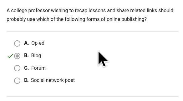 A college professor wishing to recap lessons and share related links should probably-example-1