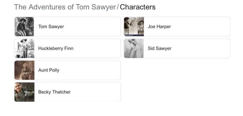 NEED HELP FAST Who were the Main characters in the adventures of Tom Sawyer-example-1