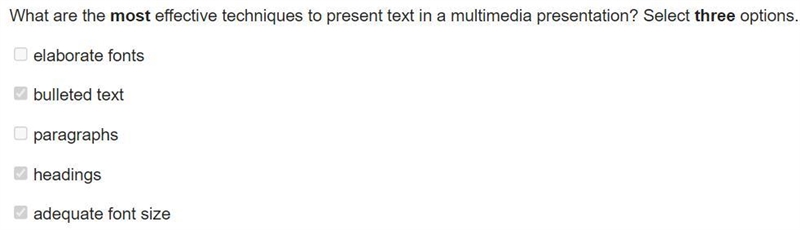 What are the most effective techniques to present text in a multimedia presentation-example-1