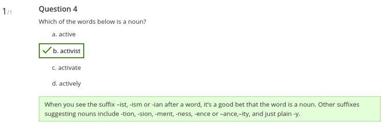 HURRY PLZ Which of the words below is a noun? actively activist active activate-example-1