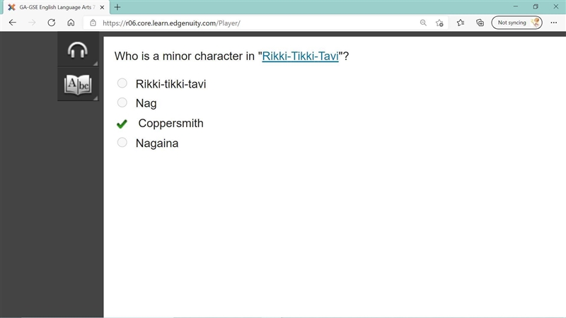 Who is a minor character in "Rikki-Tikki-Tavi"? O Rikki-tikki-tavi O Nag-example-1