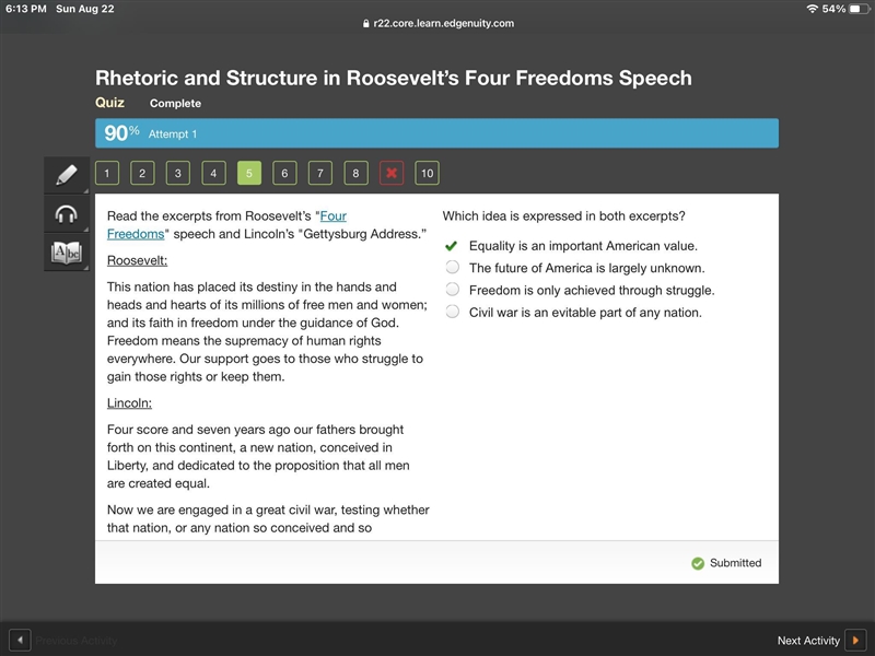 Read the excerpts from Roosevelt’s "Four Freedoms" speech and Lincoln’s-example-1