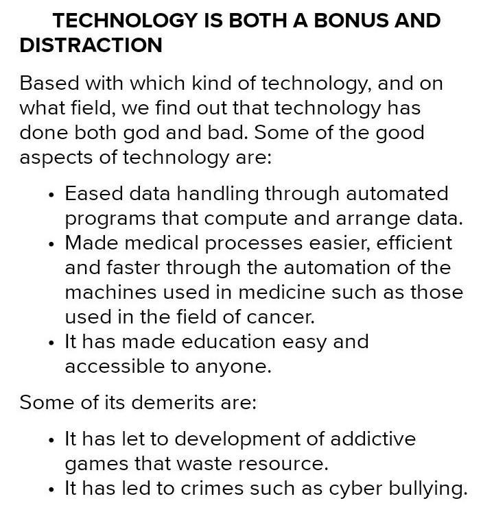 Technology:distraction or bonus?-example-1