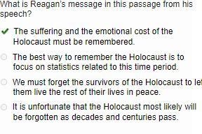 What is Reagan’s message in this passage from his speech? The suffering and the emotional-example-1