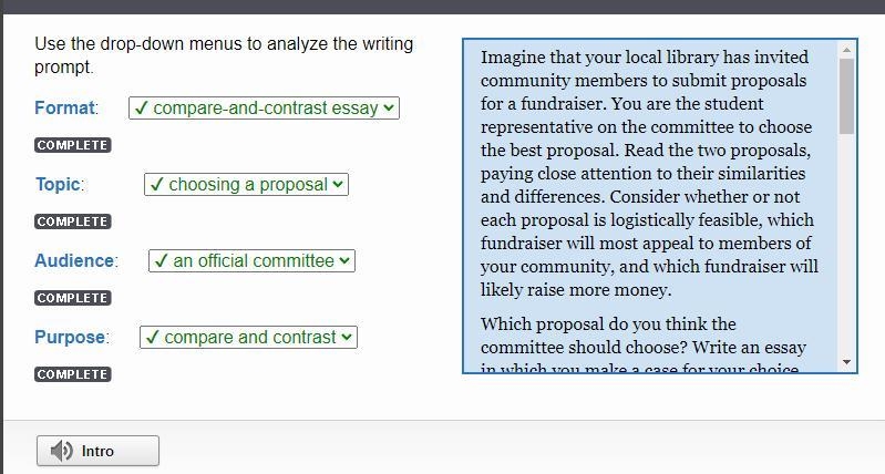 Writing workshop: Analyze a writing prompt (Library Fundraiser) Use the drop-down-example-1