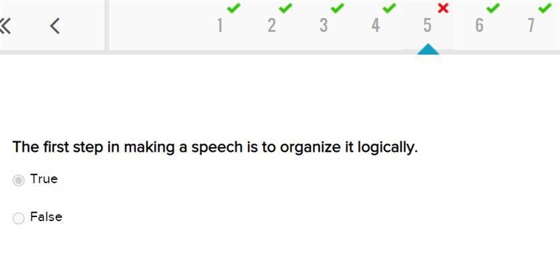 The first step in making a speech is to organize it logically true or false​-example-1