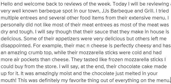 Exam Task You recently ate at a new restaurant but you were very unhappy with your-example-1