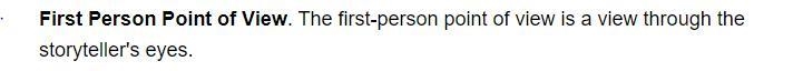 I need help plz ASAP. :) 15 pts From what point of view is the story narrated? a) First-example-1