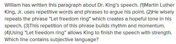 Which line contains subjective language? 0 1 02 O 3 one S O 4 4.-example-1