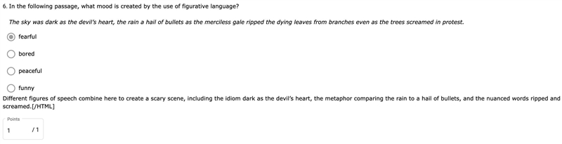 In the following passage, what mood is created by the use of figurative language? The-example-1