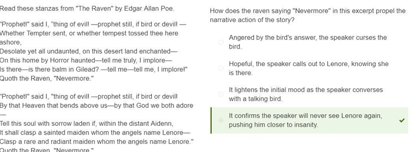 Read these stanzas from "The Raven" by Edgar Allan Poe. "Prophet!&quot-example-1