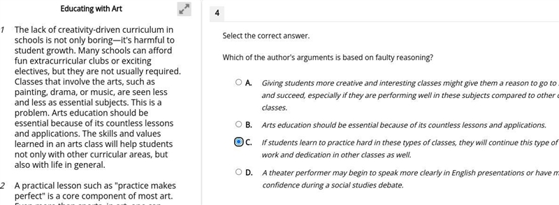 Select the correct answer. Which of the author's arguments is based on faulty reasoning-example-1