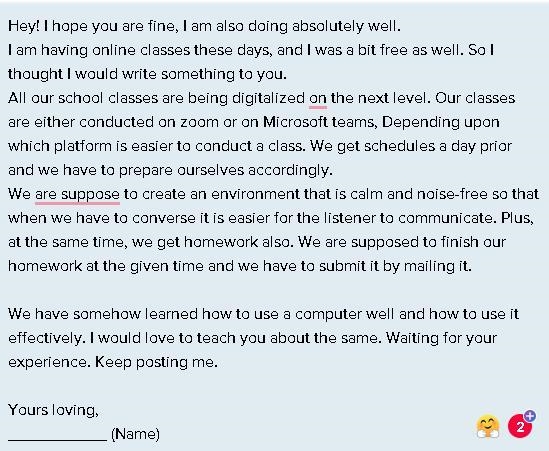 Write an email to your friend about interesting class that you had.​-example-1