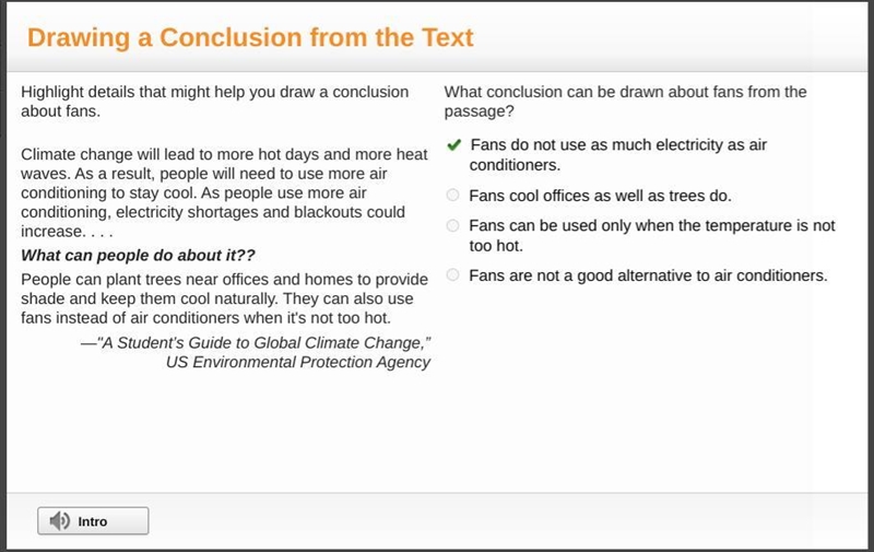 What conclusion can be drawn about fans from the passage? Fans do not use as much-example-1