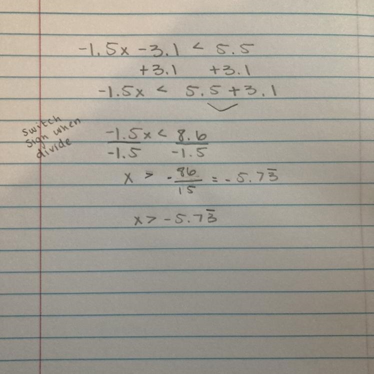 Calculator Solve for x -1.50 -3.1 < 5.5 Drag and drop a number or symbol into each-example-1