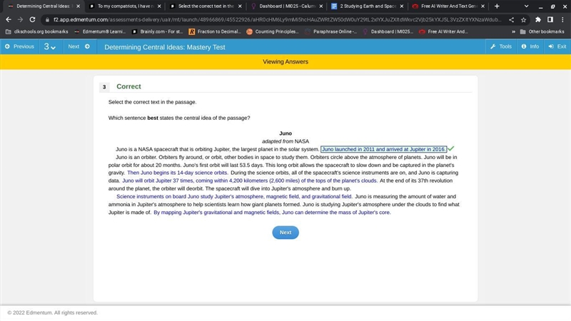 Select the correct text in the passage. Which sentence best states the central idea-example-1