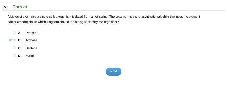 A biologist examines a single-celled organism isolated from a hot spring. The organism-example-1