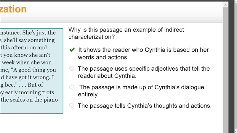 Now you take Cynthia Procter for instance. She's just the opposite. If there's a test-example-1