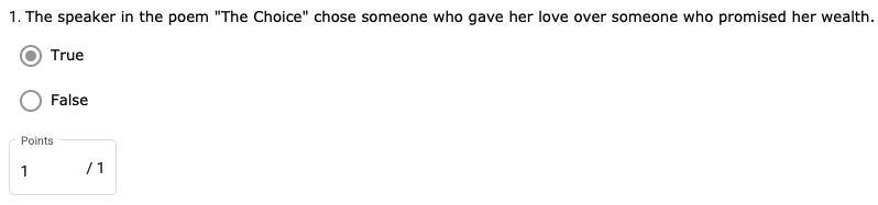 2. The speaker in the poem "The Choice" chose someone who gave her love-example-1