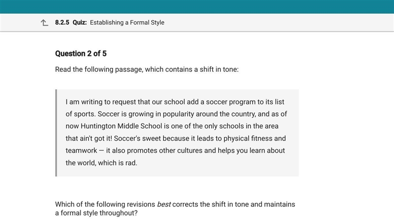 Read the following passage, which contains a shift in tone: I am writing to request-example-1