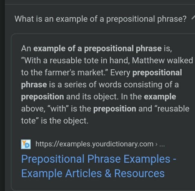 Identify the prepositions in the following sentence: I went to the store with my mother-example-1