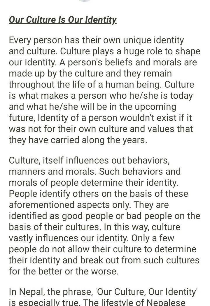 Essay about our culture,our identity​-example-1