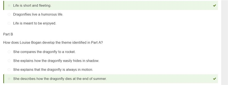Plz hurry Part A What is a theme of the poem "The Dragonfly"? (IF U DONT-example-1