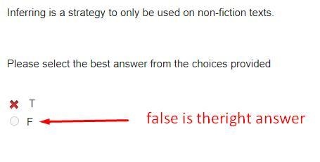 Inferring is a strategy to only be used on non-fiction texts. Please select the best-example-1