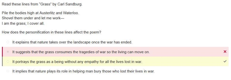 Read these lines from “Grass” by Carl Sandburg. Pile the bodies high at Austerlitz-example-1