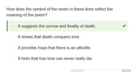 How does the symbol of the raven in these lines reflect the meaning of the poem? A-example-1