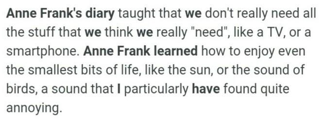 50 Points Written Responses What does Anne Frank learn about herself during her time-example-3