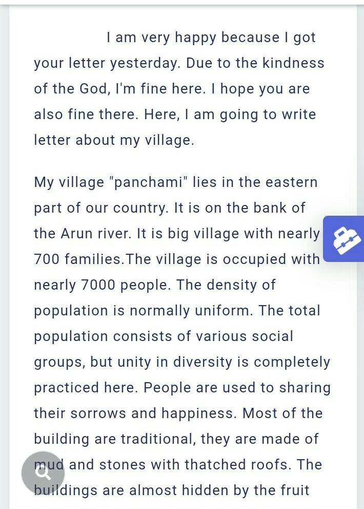 Write a letter to your foreign pen friend describing your village-example-1