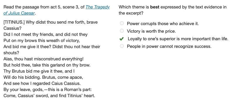 Which theme is best expressed by the text evidence in the excerpt? Power corrupts-example-1