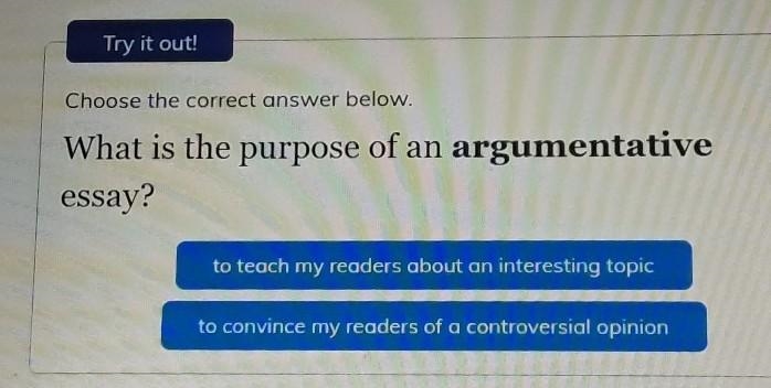 What is the purpose of an argumentative essay?​-example-1