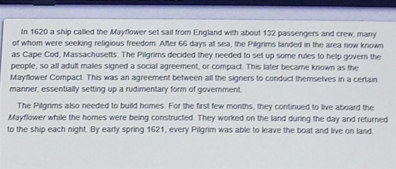 Which fact about the Mayflower Compact is most significant in terms of U.S. history-example-1