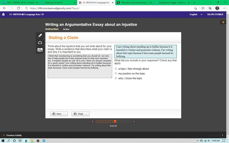 Think about the injustice that you will write about for your essay. Write a sentence-example-1