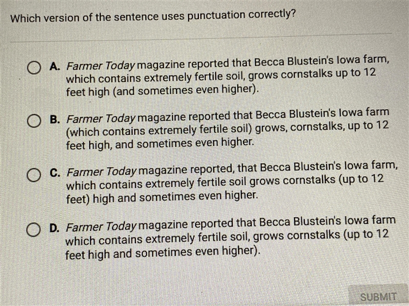 Which version of the sentence uses punctuation correctly?-example-1