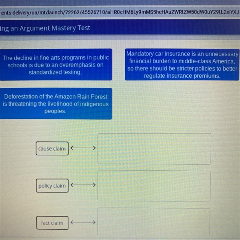 Match each statement to the type of claim it represents.-example-1