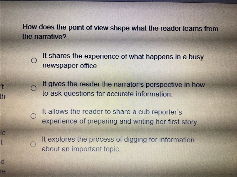 Please help 20 points How does the point of view shape what the reader learns from-example-1