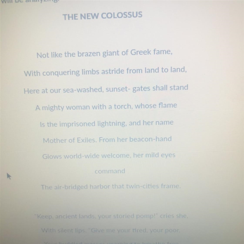 What important change happens in the last six lines of the sonnet "The New Colossus-example-1