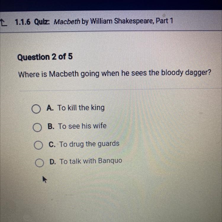 Where is Macbeth going when he sees the bloody dagger? ￼￼-example-1