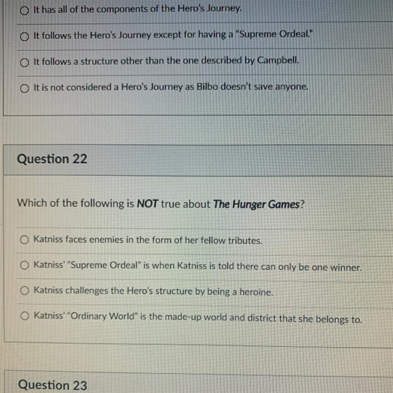 Which of the following is NOT true about The Hunger Games?-example-1