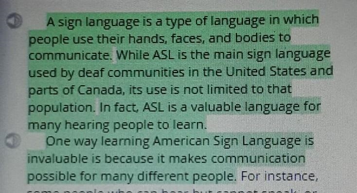 A sign language is a type of language in which people use their hands, faces, and-example-1